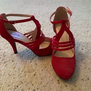 Red strappy Qupid Heels